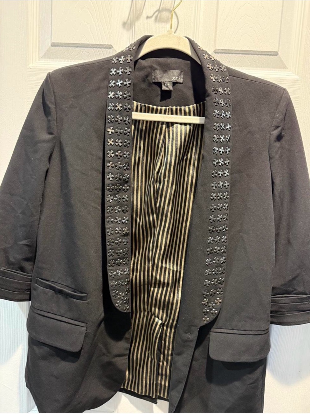 Embellished Black Women's Blazer Jacket By XXI Size Small